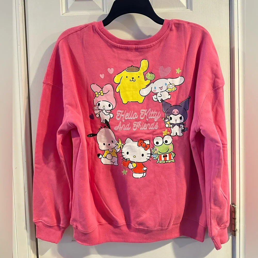 Sanrio Hello Kitty & Friends Pink Crew Sweatshirt - Juniors Sz Medium NWT Kuromi - Picture 3 of 8